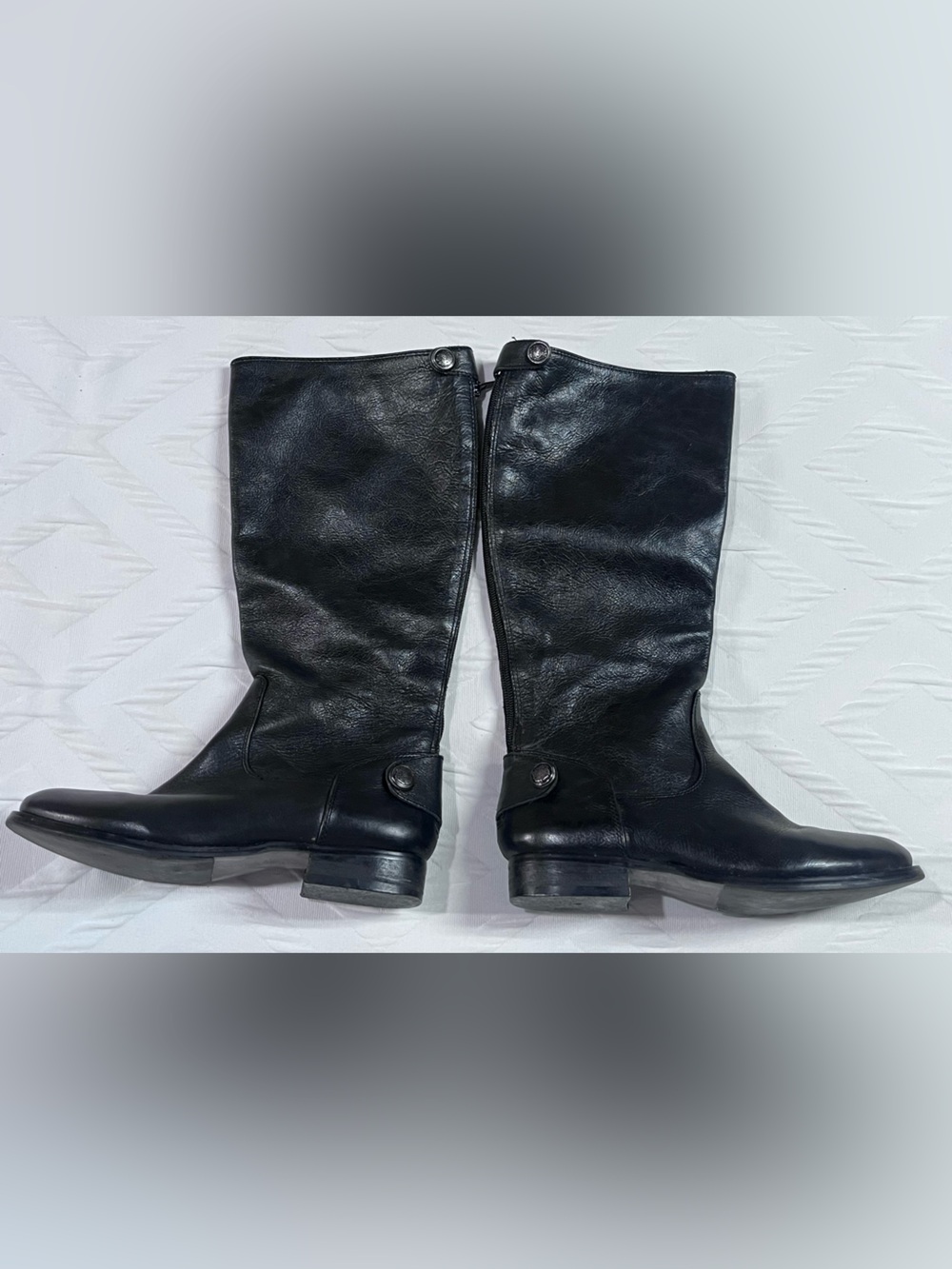 Arturo Chiang Black Leather Calf Button-Accent Boots Size 7.5 - Picture 2 of 8